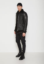 Load image into Gallery viewer, Men's Black Leather Black Shearling Jacket