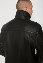 Load image into Gallery viewer, Men's Black Leather Black Shearling Jacket