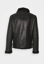 Load image into Gallery viewer, Men's Black Leather Black Shearling Jacket