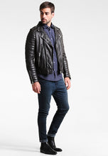 Load image into Gallery viewer, Buy Men’s Black Leather Biker Jacket
