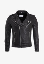 Load image into Gallery viewer, black leather jacket men