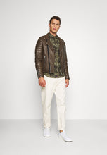Load image into Gallery viewer, Brown Leather Biker Jacket