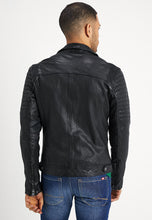 Load image into Gallery viewer, Men's Black Leather Moto Distressed Biker Jacket