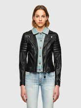 Load image into Gallery viewer, Women’s Black Leather Biker Jacket