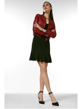 Load image into Gallery viewer, Women's Wine Red Leather Studded Bomber Jacket