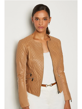 Load image into Gallery viewer, Women’s Tan Beige Leather Biker Jacket