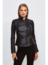 Load image into Gallery viewer, Women’s Black Leather Biker Jacket