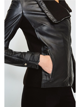 Load image into Gallery viewer, Women’s Black Leather Biker Jacket