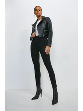 Load image into Gallery viewer, Women's Black Leather Short Fit Biker Jacket