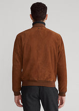 Load image into Gallery viewer, Men's Tan Brown Suede Leather Bomber Jacket