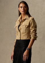 Load image into Gallery viewer, Women’s Tan Beige Suede Leather Short Trucker Jacket