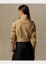Load image into Gallery viewer, Women’s Tan Beige Suede Leather Short Trucker Jacket