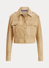 Load image into Gallery viewer, Women’s Tan Beige Suede Leather Short Trucker Jacket