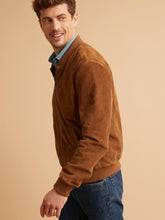 Load image into Gallery viewer, Men’s Tan Brown Suede Leather Bomber Jacket