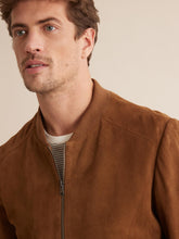 Load image into Gallery viewer, Men’s Tan Brown Suede Leather Bomber Jacket