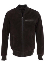 Load image into Gallery viewer, Men’s Black Suede Leather Bomber Jacket