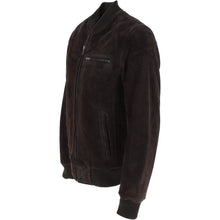 Load image into Gallery viewer, Men’s Black Suede Leather Bomber Jacket