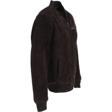 Load image into Gallery viewer, Men’s Black Suede Leather Bomber Jacket
