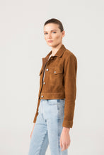 Load image into Gallery viewer, Women’s Tan Brown Suede Leather Short Trucker Jacket