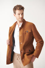 Load image into Gallery viewer, Men’s Tan Brown Suede Leather Trucker Coat