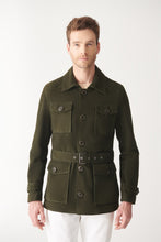 Load image into Gallery viewer, Men’s Green Suede Leather Trucker Coat