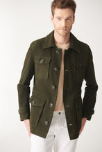Load image into Gallery viewer, Men’s Green Suede Leather Trucker Coat