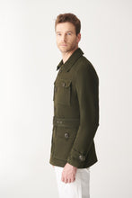 Load image into Gallery viewer, Men’s Green Suede Leather Trucker Coat