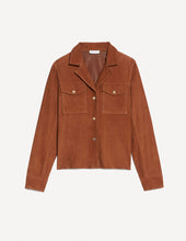Load image into Gallery viewer, Women’s Camel Brown Suede Leather Trucker Jacket