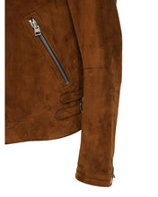 Load image into Gallery viewer, Men’s Tan Brown Leather Biker Jacket