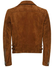 Load image into Gallery viewer, Brown Leather Biker Jacket