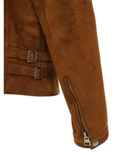 Load image into Gallery viewer, Men’s Tan Brown Leather Biker Jacket