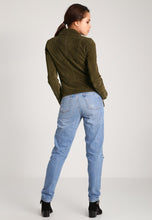 Load image into Gallery viewer, Women’s Green Suede Leather Biker Jacket