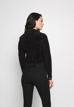 Load image into Gallery viewer, Women's Black Suede Leather Biker Jacket