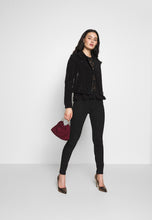 Load image into Gallery viewer, Women's Black Suede Leather Biker Jacket