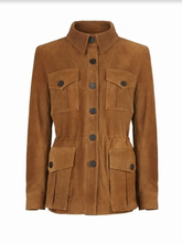 Load image into Gallery viewer, Women’s Tan Brown Suede Leather Button Downed Coat