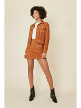 Load image into Gallery viewer, Women’s Tan Brown Suede Leather Trucker Jacket