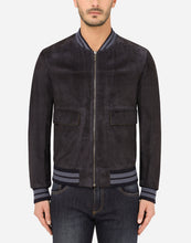 Load image into Gallery viewer, Men's Black Suede Leather Bomber jacket