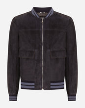 Load image into Gallery viewer, Men's Black Suede Leather Bomber jacket