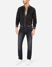 Load image into Gallery viewer, Men's Black Suede Leather Bomber jacket