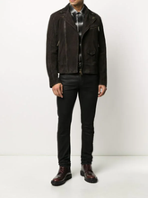 Load image into Gallery viewer, Men’s Black Suede Leather Biker Jacket