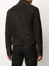 Load image into Gallery viewer, Men’s Black Suede Leather Biker Jacket