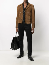 Load image into Gallery viewer, Men’s Tan Brown Suede Leather Biker Jacket