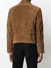 Load image into Gallery viewer, Men’s Tan Brown Suede Leather Biker Jacket