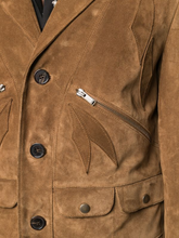 Load image into Gallery viewer, Men’s Tan Brown Suede Leather Biker Jacket