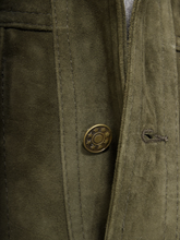 Load image into Gallery viewer, Men's Green Suede Leather Trucker Jacket