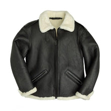 Load image into Gallery viewer, B-6 Shearling Bomber Jacket - Men Black Shearling Jacket