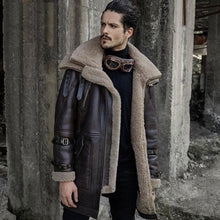 Load image into Gallery viewer, Brown B3 Shearling Aviator Fur Coat
