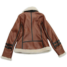 Load image into Gallery viewer, Brown B3 RAF Aviator Shearling Leather Jacket for Women