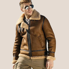 Load image into Gallery viewer, Brown Sheepskin Shearling Jacket for Men