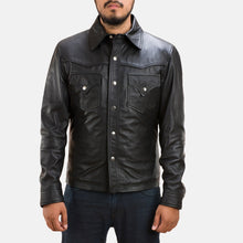 Load image into Gallery viewer, Men’s Black Classic Cowboy Leather Shirt
